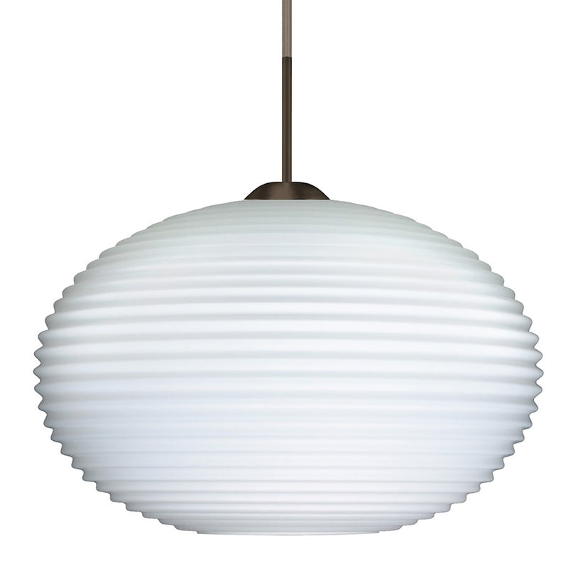 Besa Lighting Pape 12 1-Light Cord Pendant | Contemporary Bronze and White Opal Glass | Kitchen Island & Dining Room | Model 1JT-491307-BR