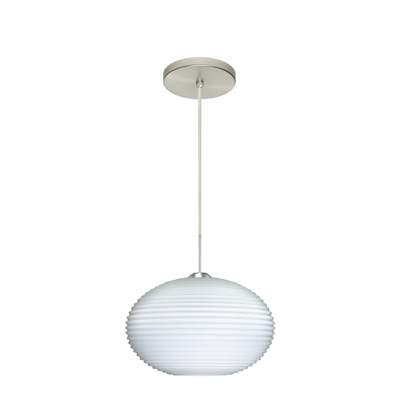 Besa Lighting Pape 12 1-Light LED Cord Pendant | Contemporary Satin Nickel and White Opal Glass | Kitchen Island & Dining | Model 1JT-491307-LED-SN