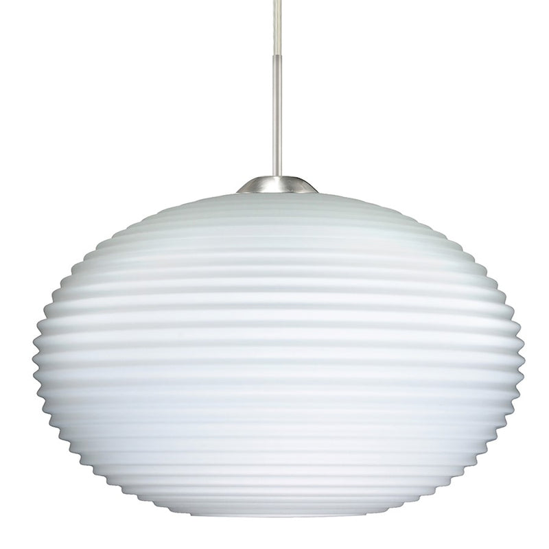 Besa Lighting Pape 12 12in 1-Light Cord Pendant | Contemporary Satin Nickel and White Glass | Kitchen Island & Dining Room | Model 1JT-491307-SN
