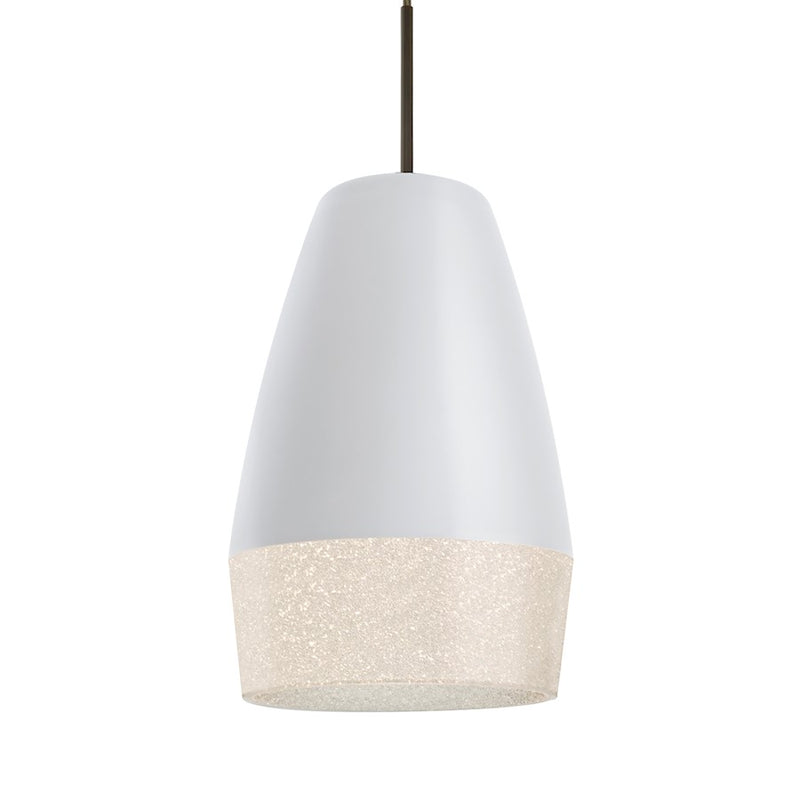 Besa Lighting Abu 12 7in 1-Light LED Pendant | Contemporary Bronze and White Glass | Kitchen Island & Dining Room | Model 1JT-ABU12WH-LED-BR