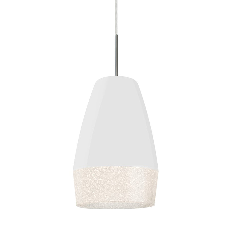 Besa Lighting Abu 12 1-Light LED Pendant | Contemporary Satin Nickel and White Glass | Kitchen Island & Dining Room | Model 1JT-ABU12WH-LED-SN