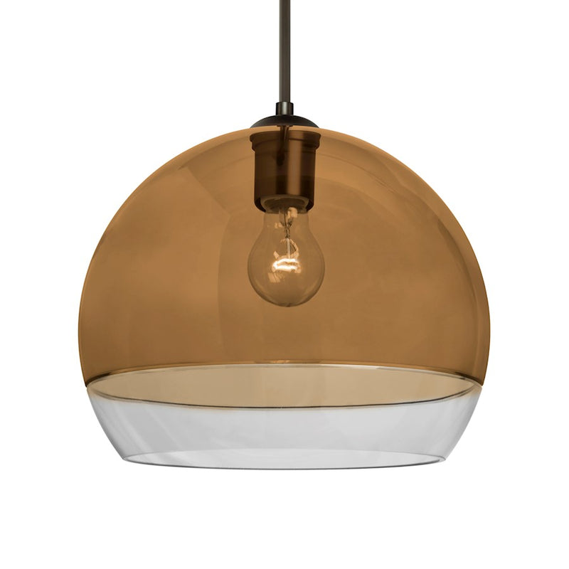 Besa Lighting Ally 12 1-Light Pendant | Contemporary Bronze and Beige Glass | Kitchen Island & Dining Room | Model 1JT-ALLY12AM-BR