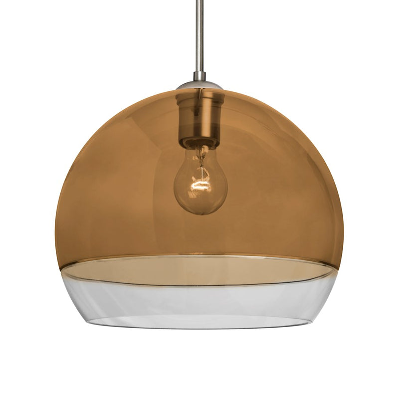 Besa Lighting Ally 12 1-Light Pendant | Contemporary Satin Nickel and Beige Glass | Kitchen Island & Dining Room | Model 1JT-ALLY12AM-SN
