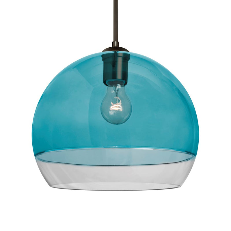 Besa Lighting Ally 12 1-Light Pendant | Contemporary Bronze and Blue Glass | Kitchen Island & Dining Room | Model 1JT-ALLY12BL-BR