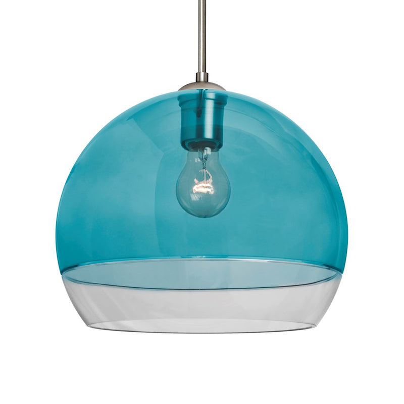 Besa Lighting Ally 12 12in 1-Light Pendant | Contemporary Satin Nickel and Blue Glass | Kitchen Island & Dining Room | Model 1JT-ALLY12BL-SN