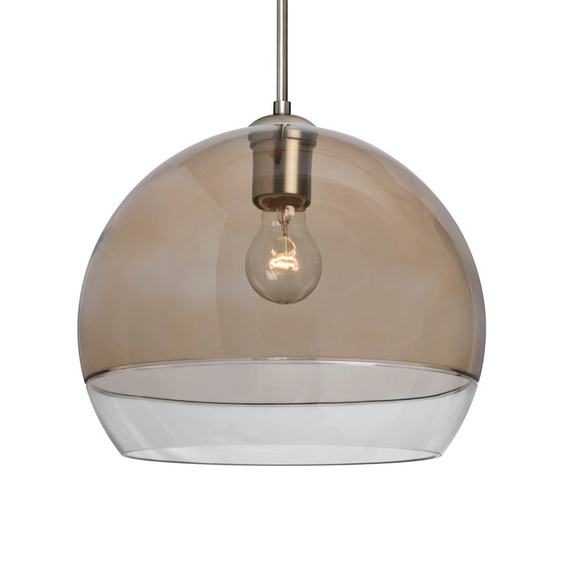 Besa Lighting Ally 12 12in 1-Light Pendant | Contemporary Satin Nickel and Gray Glass | Kitchen Island & Dining Room | Model 1JT-ALLY12SM-SN