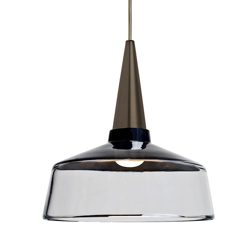 Besa Lighting Baron 10 10in 1-Light LED Pendant | Modern Bronze and Black Glass | Kitchen Island & Dining Room | Model 1JT-BARON10BK-LED-BR