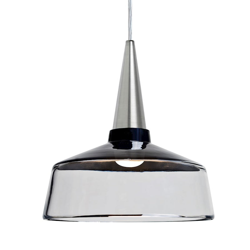 Besa Lighting Baron 10 10in 1-Light LED Pendant | Modern Satin Nickel and Black Glass | Kitchen Island & Dining Room | Model 1JT-BARON10BK-LED-SN