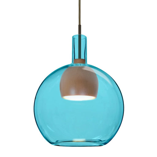 Besa Lighting Benji 1LT LED Cord Pendant, BZ/Blue/Medium - 1JT-BENJIBLMD-LED-BR