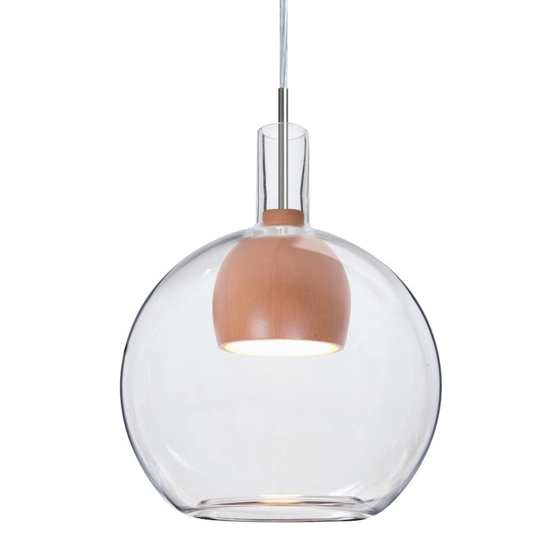 Besa Lighting Benji 9in 1-Light LED Cord Pendant | Contemporary Satin Nickel and Clear Glass Wood | Kitchen Island | Model 1JT-BENJICLMD-LED-SN