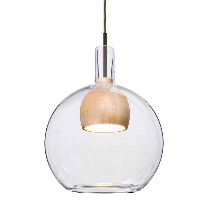 Besa Lighting Benji 1LT LED Cord Pendant, Bronze/Clear/Natural