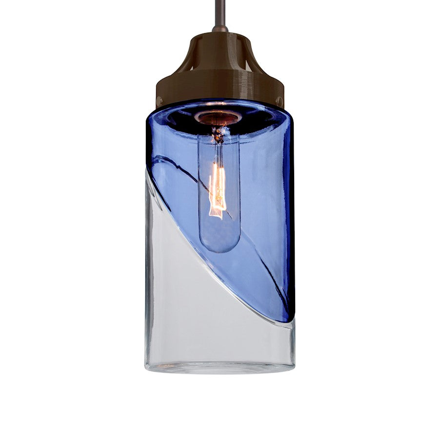 Besa Lighting Blink 1 Light Pendant, Bronze/Blue - 1JT-BLINKBL-BR