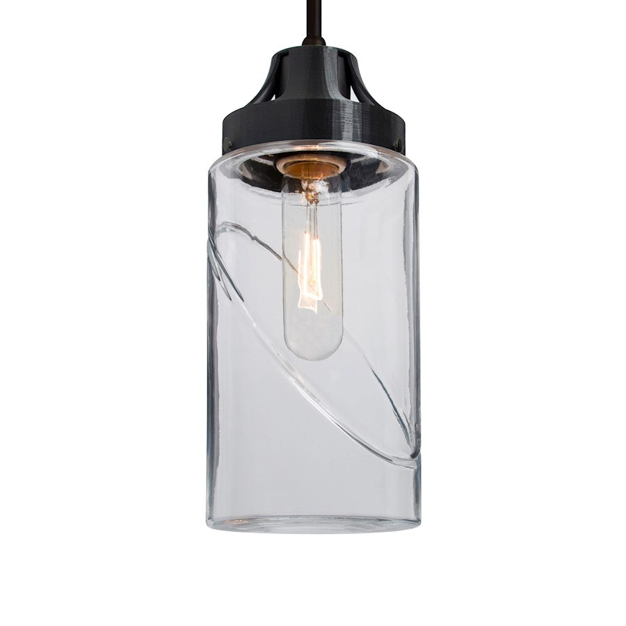 Besa Lighting Blink 1 Light Pendant, Black/Clear - 1JT-BLINKCL-BK