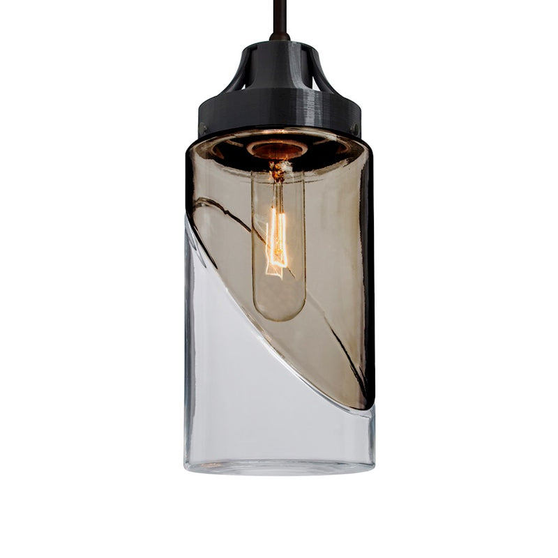 Besa Lighting Blink 4in 1-Light Pendant | Transitional Black and Gray Glass | Kitchen Island & Dining Room | 4.38 x 8 in | Model 1JT-BLINKSM-BK