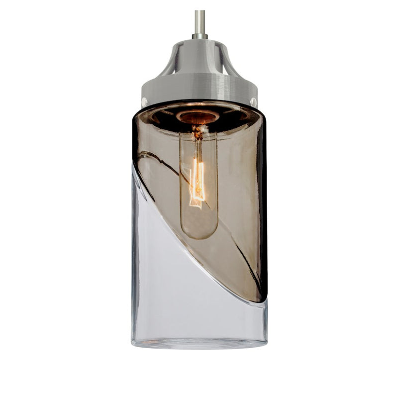 Besa Lighting Blink 4in 1-Light Pendant | Transitional Satin Nickel and Gray Glass | Kitchen Island & Dining Room | 4.38 x 8 in | Model 1JT-BLINKSM-SN
