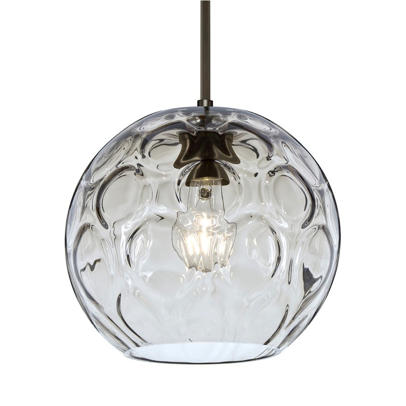 Besa Lighting Bombay 9in 1-Light Cord Pendant | Brushed Bronze and Clear Glass | Kitchen Island & Dining Room | 9 x 8 in | Model 1JT-BOMYCL-BR