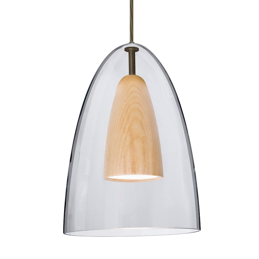 Besa Lighting Dano 1LT LED Cord Pendant, BZ/Clear/Natural - 1JT-DANOCLNA-LED-BR