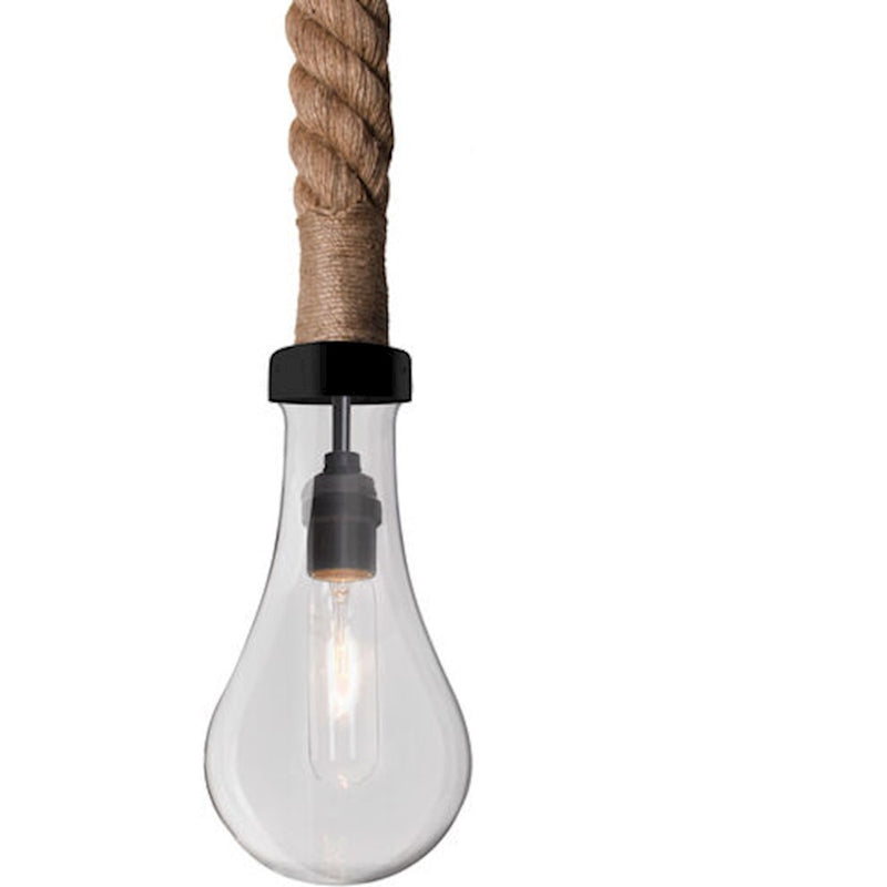 Besa Lighting Dash Rope 5in 1-Light LED Pendant | Rustic Black and Clear Glass | Kitchen Island & Dining Room | Model 1JT-DASHCL-EDIL-BK