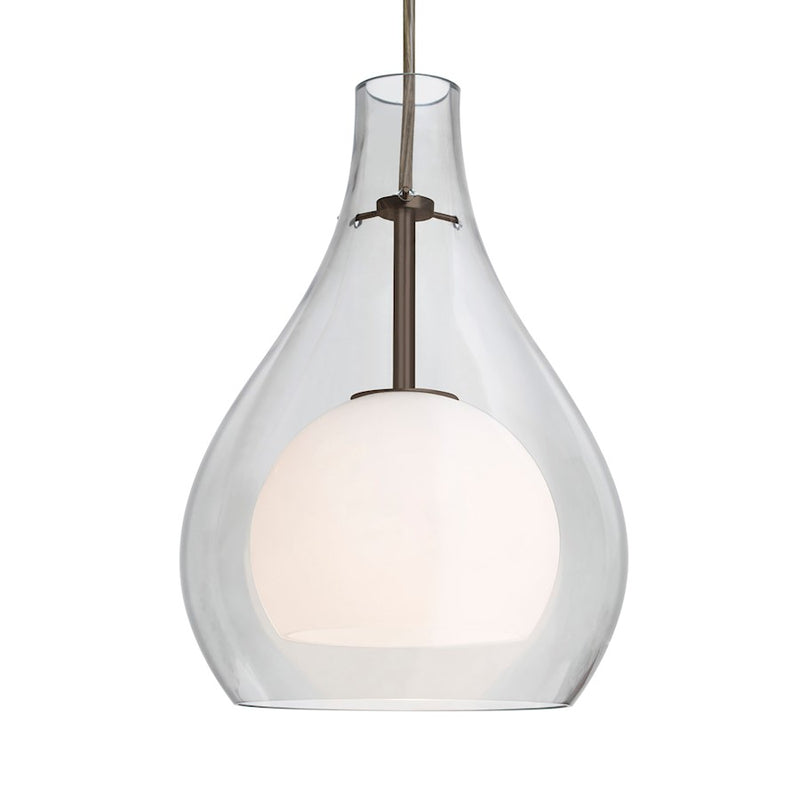Besa Lighting Elle 11 1-Light LED Pendant | Transitional Brushed Bronze and Clear Glass | Kitchen Island & Dining Room | Model 1JT-ELLE11CL-LED-BR
