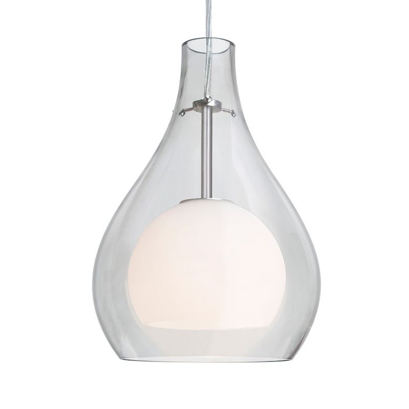 Besa Lighting Elle 11 1-Light LED Pendant | Transitional Satin Nickel and Clear Glass | Kitchen Island & Dining Room | Model 1JT-ELLE11CL-LED-SN