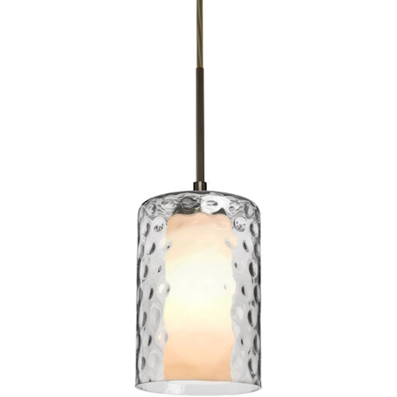 Besa Lighting Esa 4.7in 1-Light LED Pendant | Contemporary Brushed Bronze and Gray Glass | Kitchen Island & Dining Room | Model 1JT-ESASM-LED-BR