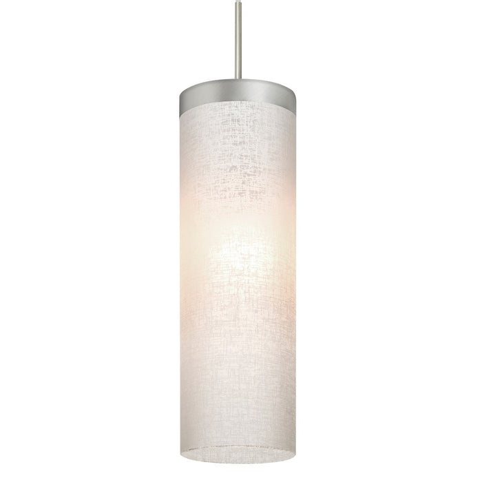 Besa Lighting Friz 1LT LED Cord Pendant, Nickel/White Linen - 1JT-FRIZLN-LED-SN