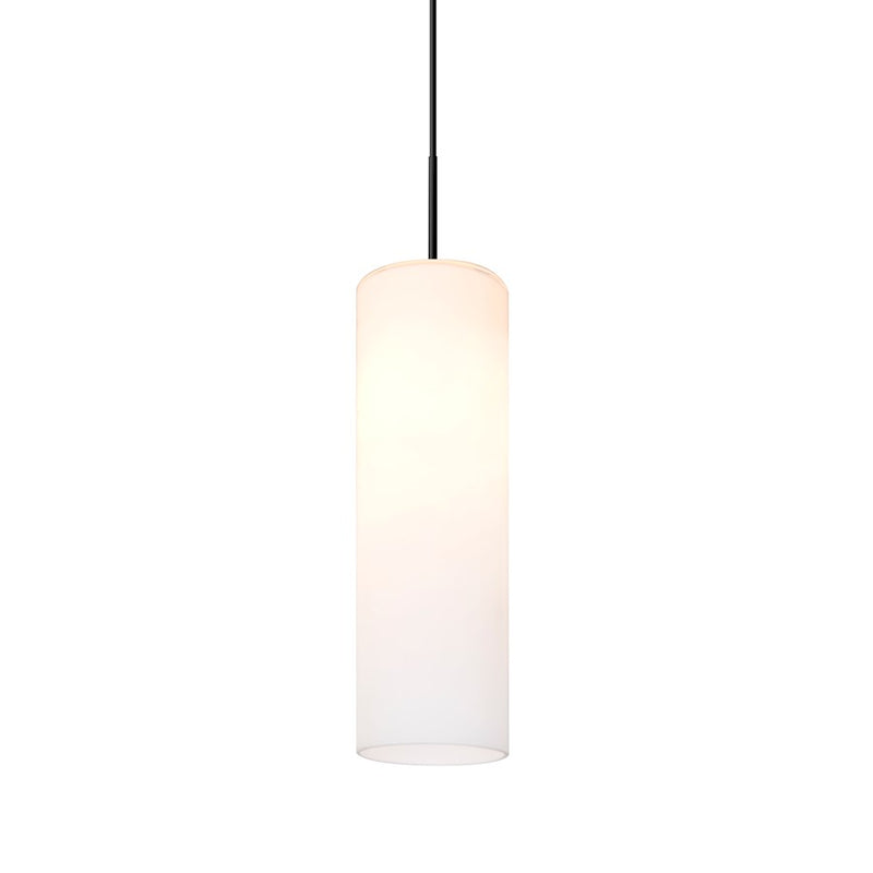Besa Lighting Friz 5in 1-Light Cord Pendant | Contemporary Black and Opal Glossy Glass | Kitchen Island & Dining Room | Model 1JT-FRIZOG-BK