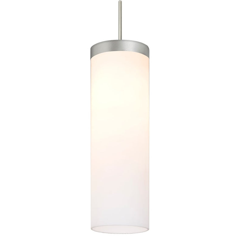 Besa Friz 5in 1-Light Pendant | Contemporary Satin Nickel and White Opal Glass | Kitchen Island & Dining Room | 5 x 5 x 16 in | Model 1JT-FRIZOG-SN