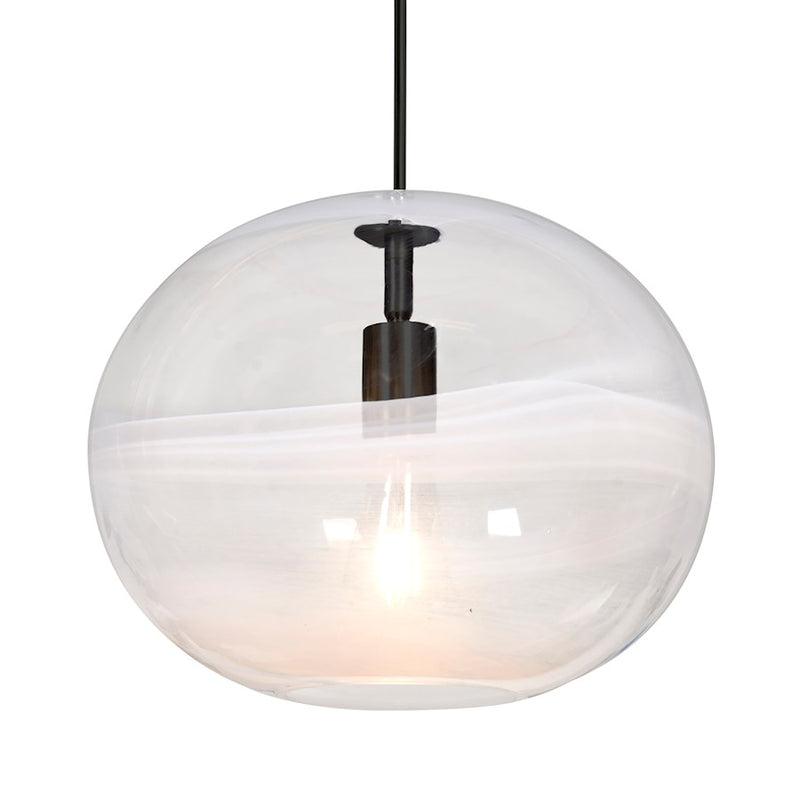 Besa Lighting Geno 13in 1-Light LED Pendant | Contemporary Black and Clear Glass | Kitchen Island & Dining Room | Model 1JT-GENOCL-EDIL-BK
