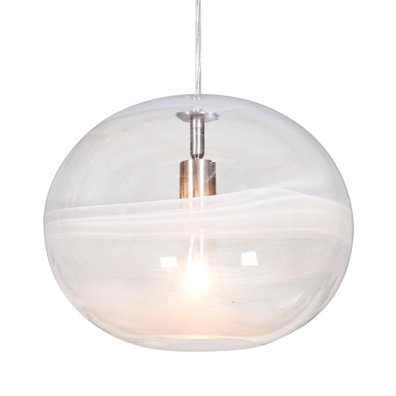 Besa Lighting Geno 13in 1-Light LED Cord Pendant | Contemporary Satin Nickel and Clear Glass | Kitchen Island & Dining | Model 1JT-GENOCL-EDIL-SN