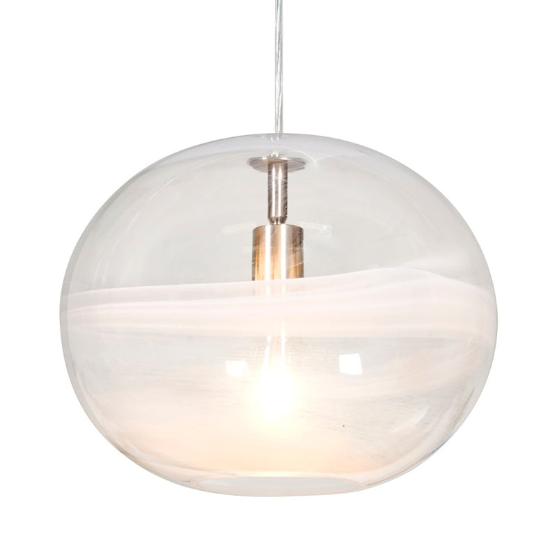 Besa Lighting Geno 13in 1-Light Cord Pendant | Contemporary Satin Nickel and Clear Glass | Kitchen Island & Dining Room | Model 1JT-GENOCL-SN