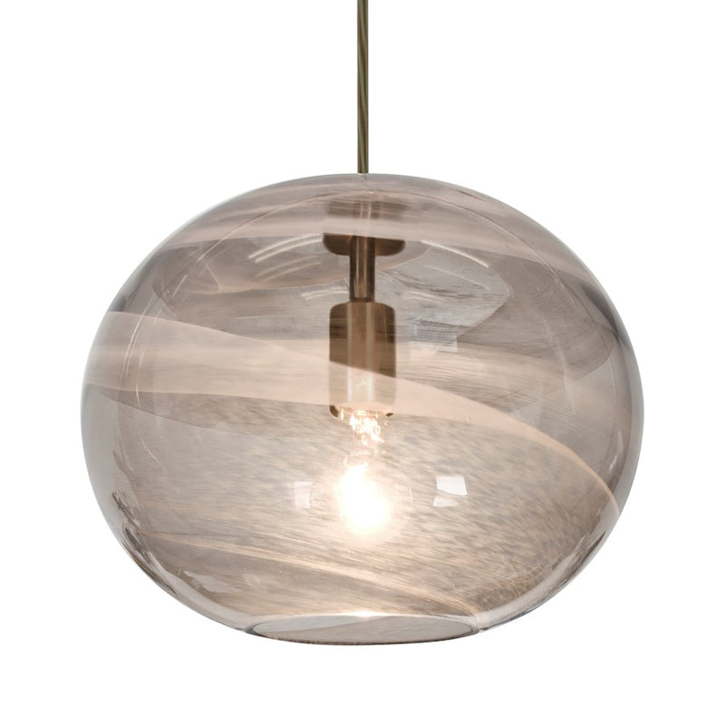 Besa Lighting Geno 13in 1-Light Cord Pendant | Contemporary Bronze and Gray Glass | Kitchen Island & Dining Room | Model 1JT-GENOSM-BR