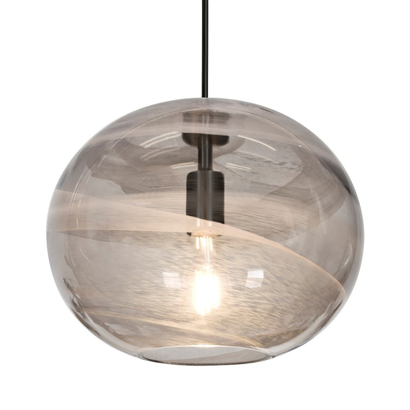 Besa Geno 13in 1-Light LED Cord Pendant | Contemporary Black and Gray Glass | Kitchen Island & Dining Room | Model 1JT-GENOSM-EDIL-BK
