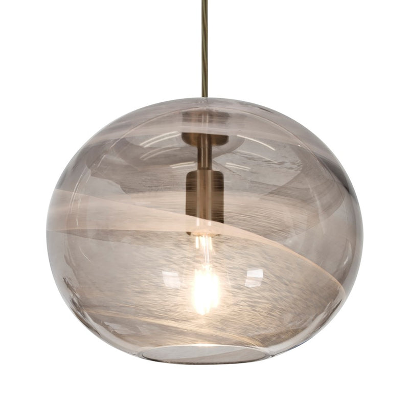 Besa Geno 13in 1-Light LED Cord Pendant | Contemporary Bronze and Gray Glass | Kitchen Island & Dining Room | Model 1JT-GENOSM-EDIL-BR