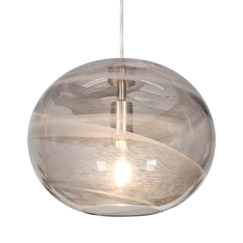 Besa Geno 13in 1-Light LED Cord Pendant | Contemporary Satin Nickel and Gray Glass | Kitchen Island & Dining Room | Model 1JT-GENOSM-EDIL-SN