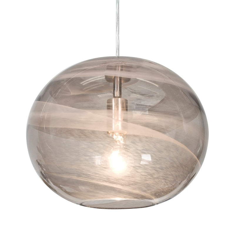 Besa Lighting Geno 1 Light Cord Pendant, Satin Nickel/Gray