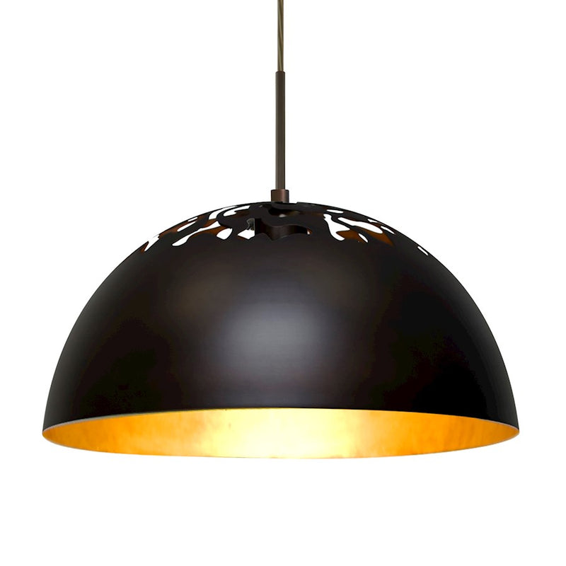 Besa Lighting Gordy 13in 1-Light LED Pendant | Industrial Bronze and Bronze Steel Shade | Kitchen Island & Dining Room | Model 1JT-GORDY-LED-BR
