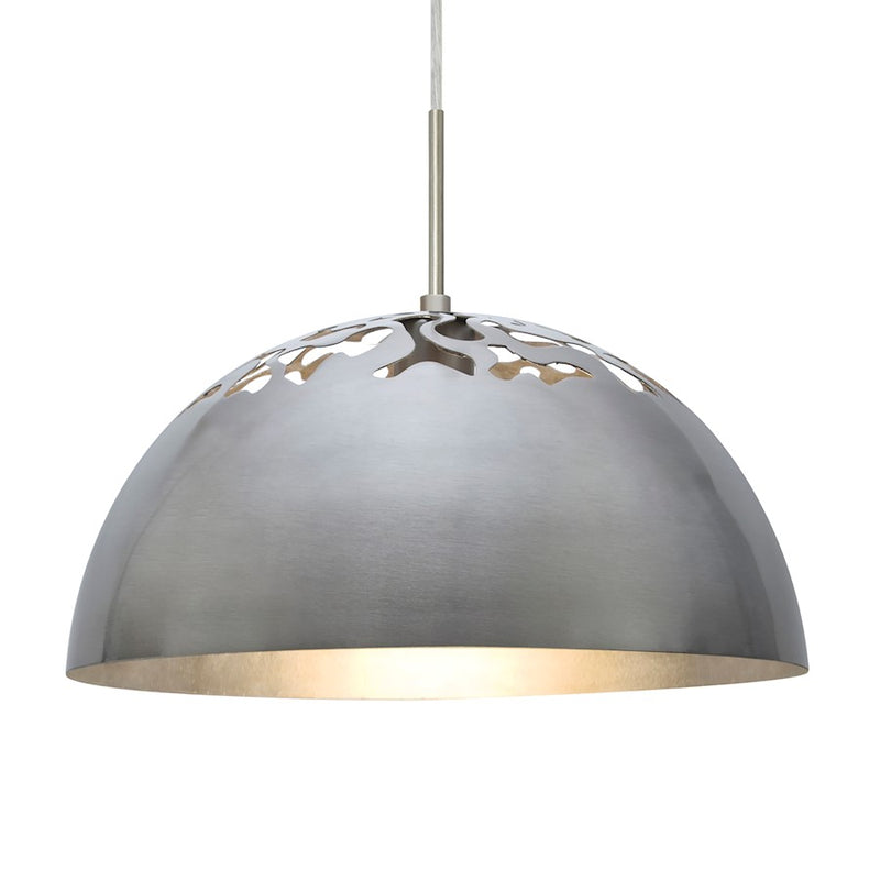 Besa Lighting Gordy 13in 1-Light Pendant | Industrial Satin Nickel and Silver Steel Shade | Kitchen Island & Dining Room | Model 1JT-GORDY-SN