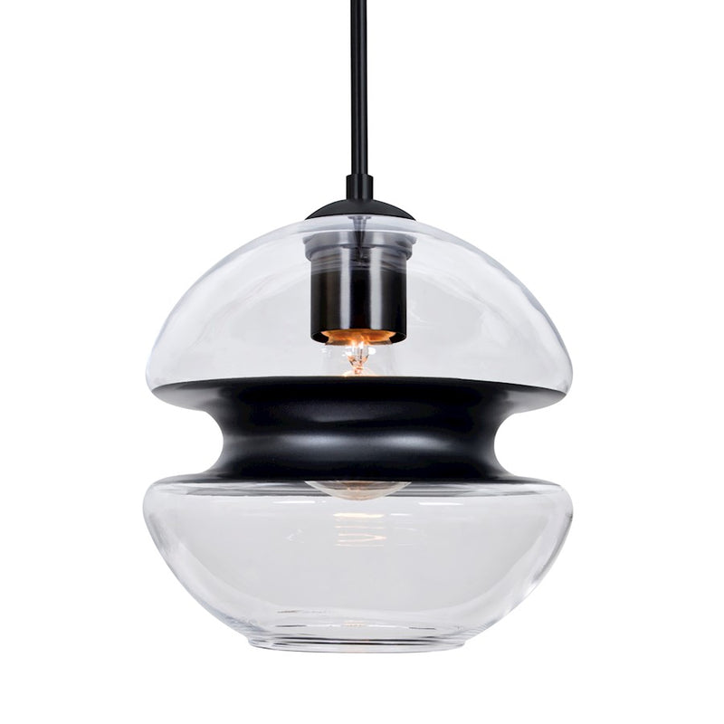 Besa Lighting Hula 8 8in 1-Light Pendant | Contemporary Black and Black Glass | Kitchen Island & Dining Room | 8 x 8 x 7.75 in | Model 1JT-HULA8BK-BK
