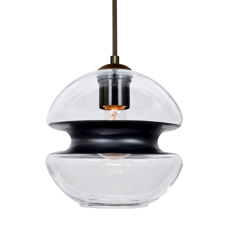 Besa Lighting Hula 8 8in 1-Light Pendant | Contemporary Bronze and Black Glass | Kitchen Island & Dining Room | 8 x 8 x 7.75 in | Model 1JT-HULA8BK-BR