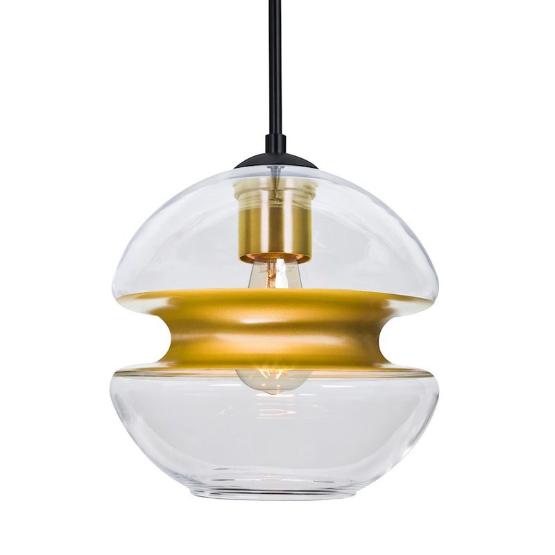 Besa Lighting Hula 8 1-Light LED Pendant | Contemporary Black and Gold Glass | Kitchen Island & Dining Room | Model 1JT-HULA8GD-EDIL-BK