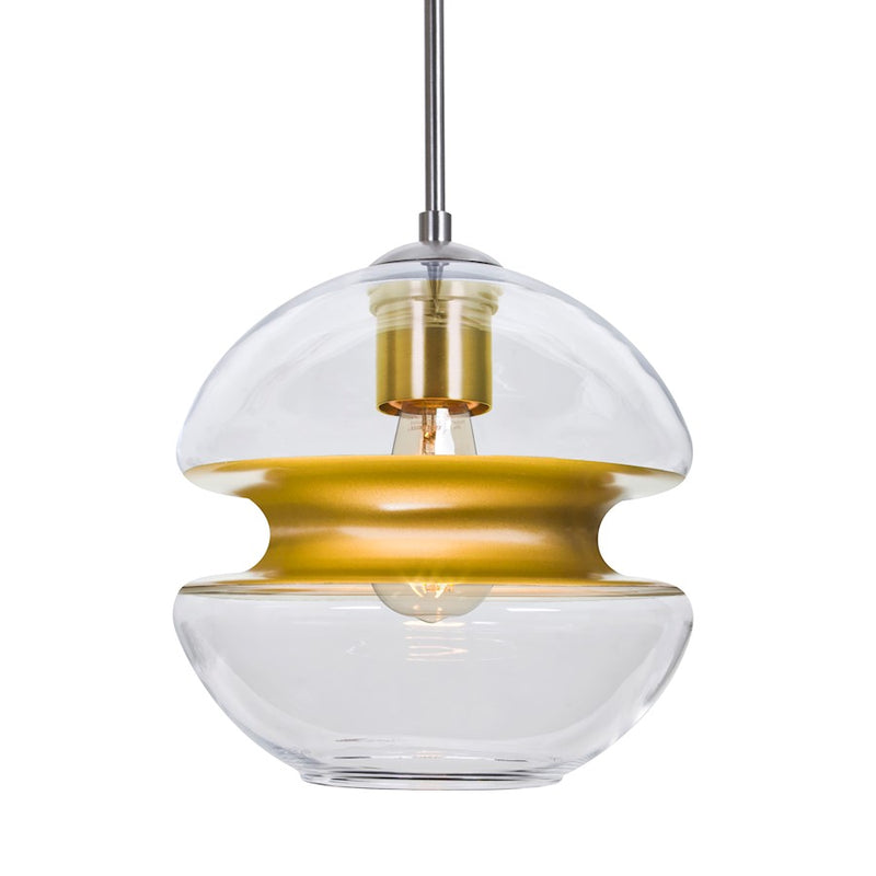 Besa Lighting Hula 8 1-Light LED Pendant | Contemporary Satin Nickel and Gold Glass | Kitchen Island & Dining Room | Model 1JT-HULA8GD-EDIL-SN