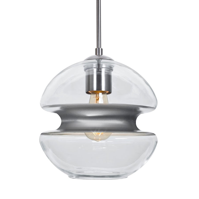 Besa Lighting Hula 8 8in 1-Light LED Pendant | Contemporary Satin Nickel and Silver Glass | Kitchen Island & Dining Room | Model 1JT-HULA8SL-EDIL-SN