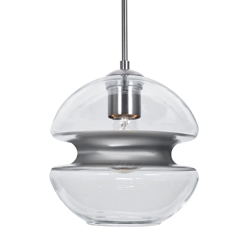 Besa Lighting Hula 8 8in 1-Light Pendant | Contemporary Satin Nickel and Silver Glass | Kitchen Island & Dining Room | Model 1JT-HULA8SL-SN