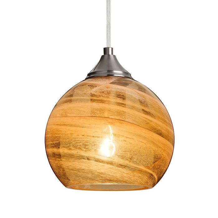 Besa Lighting Jilly 1 Light Pendant, Satin Nickel/Beige - 1JT-JILLYAM-SN