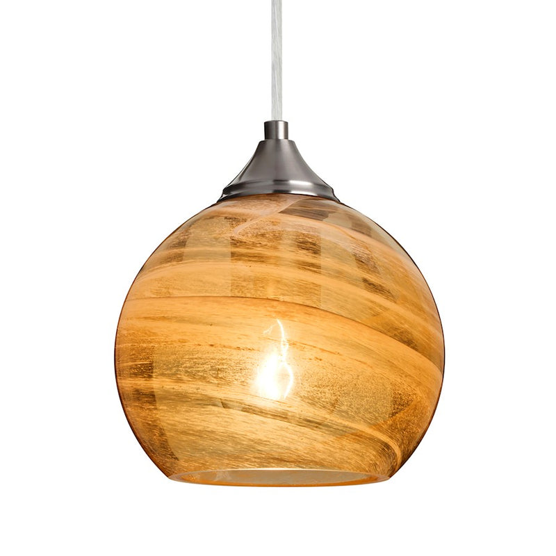 Besa Lighting Jilly 6in 1-Light Pendant | Contemporary Satin Nickel and Amber Glass | Kitchen Island & Dining Room | Model 1JT-JILLYAM-SN