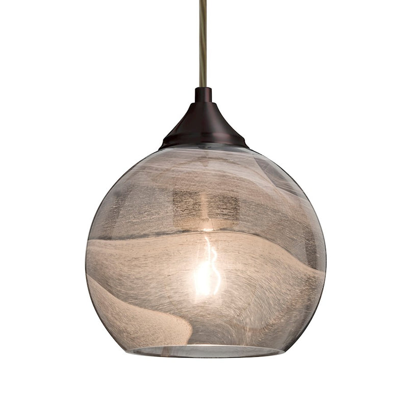 Besa Lighting Jilly 6in 1-Light Pendant | Contemporary Bronze and Gray Glass | Kitchen Island & Dining Room | 6.5 x 6 in | Model 1JT-JILLYSM-BR