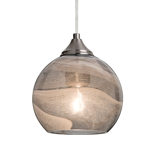 Besa Lighting Jilly 6in 1-Light Pendant | Contemporary Satin Nickel and Gray Glass | Kitchen Island & Dining Room | 6.5 x 6 in | Model 1JT-JILLYSM-SN