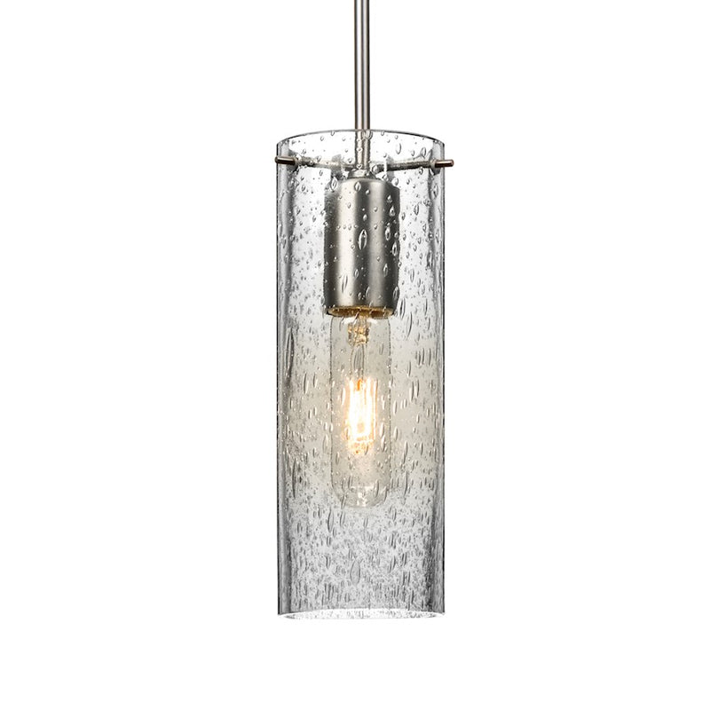Besa Lighting Juni 10 1-Light Pendant | Satin Nickel and Clear Glass | Kitchen Island & Dining Room | 3.5 x 10 in | Model 1JT-JUNI10CL-SN