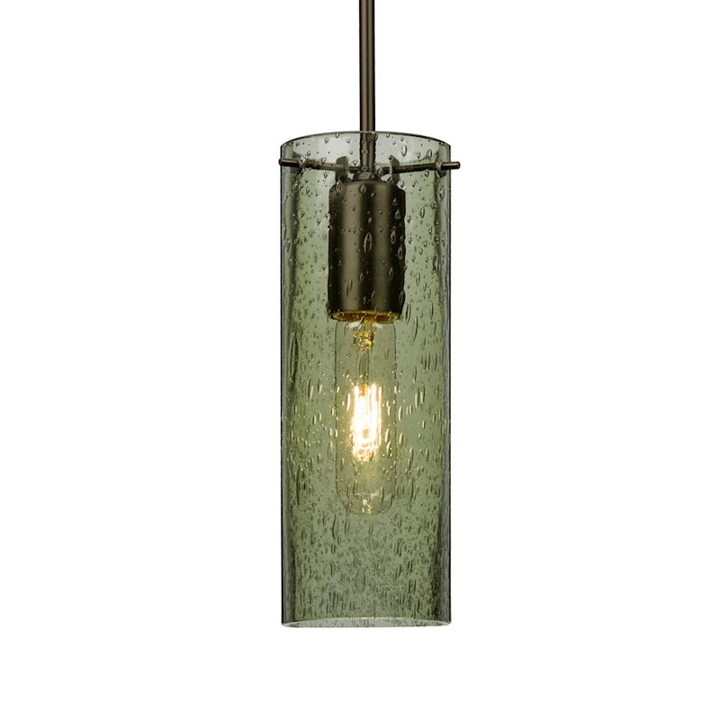 Besa Lighting Juni 10 10in 1-Light Cord Pendant | Transitional Bronze and Green Glass | Kitchen Island & Dining Room | Model 1JT-JUNI10MS-BR
